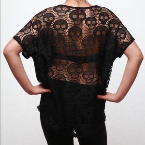 Betsey Johnson Skull Lace Top